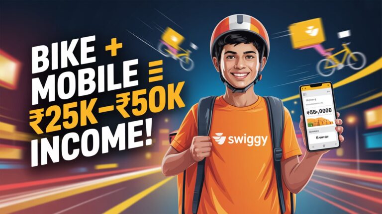 “Swiggy Delivery Mastery – ₹25,000 से ₹50,000 महीना कमाने का Complete Guide”